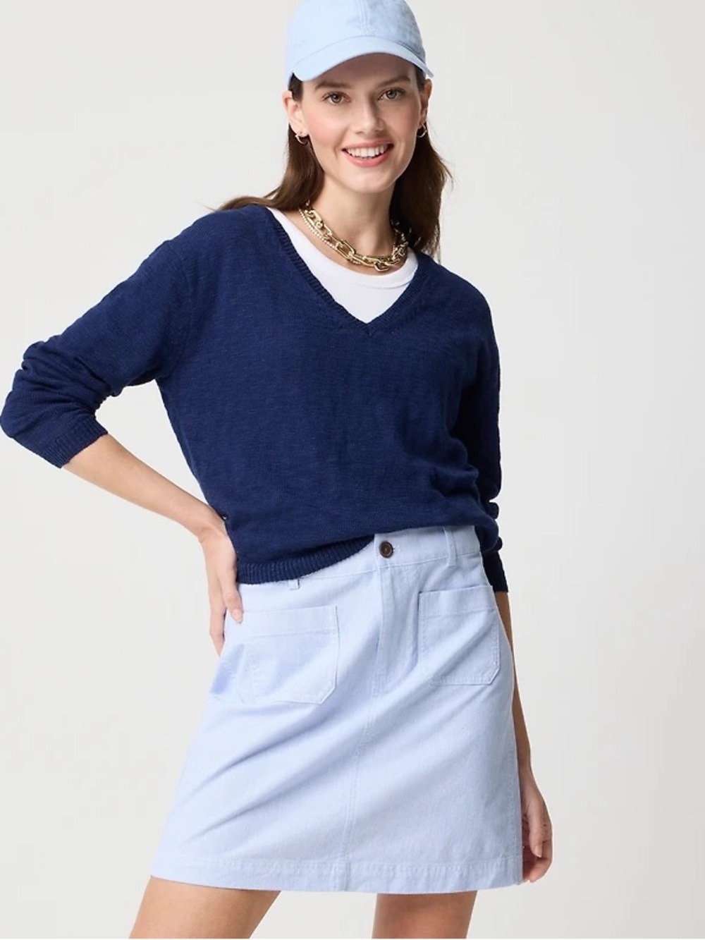 J. Crew Lizzie Light Blue Patch Pocket A-Line Skirt